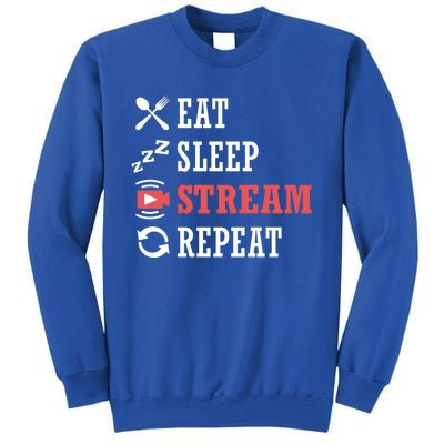 Vlogging Blog Streamer Blogger Eat Sleep Stream Repeat Cool Gift Sweatshirt