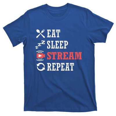 Vlogging Blog Streamer Blogger Eat Sleep Stream Repeat Cool Gift T-Shirt