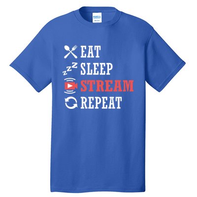 Vlogging Blog Streamer Blogger Eat Sleep Stream Repeat Cool Gift Tall T-Shirt