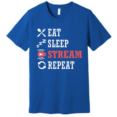 Vlogging Blog Streamer Blogger Eat Sleep Stream Repeat Cool Gift Premium T-Shirt