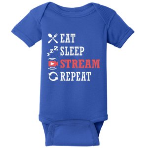 Vlogging Blog Streamer Blogger Eat Sleep Stream Repeat Cool Gift Baby Bodysuit