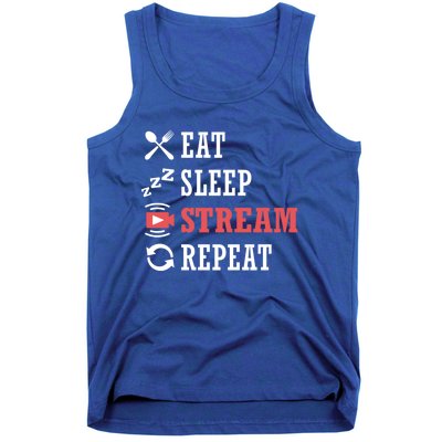 Vlogging Blog Streamer Blogger Eat Sleep Stream Repeat Cool Gift Tank Top