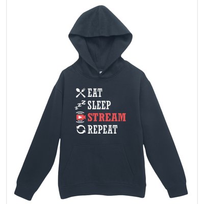 Vlogging Blog Streamer Blogger Eat Sleep Stream Repeat Cool Gift Urban Pullover Hoodie