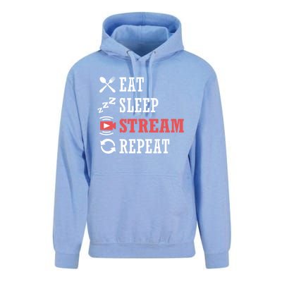 Vlogging Blog Streamer Blogger Eat Sleep Stream Repeat Cool Gift Unisex Surf Hoodie