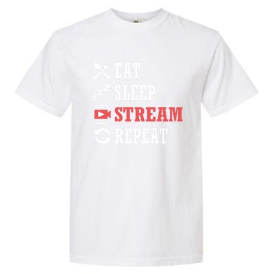 Vlogging Blog Streamer Blogger Eat Sleep Stream Repeat Cool Gift Garment-Dyed Heavyweight T-Shirt