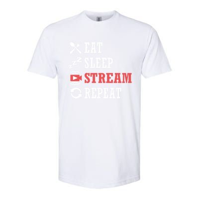 Vlogging Blog Streamer Blogger Eat Sleep Stream Repeat Cool Gift Softstyle® CVC T-Shirt