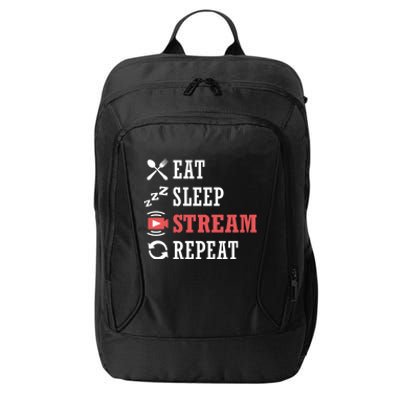 Vlogging Blog Streamer Blogger Eat Sleep Stream Repeat Gift City Backpack