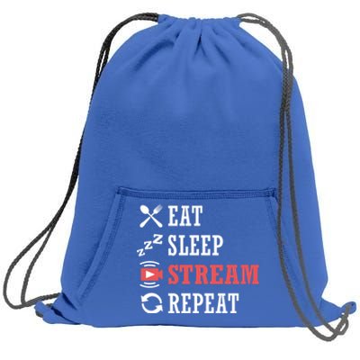 Vlogging Blog Streamer Blogger Eat Sleep Stream Repeat Gift Sweatshirt Cinch Pack Bag