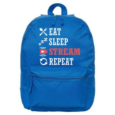 Vlogging Blog Streamer Blogger Eat Sleep Stream Repeat Gift 16 in Basic Backpack