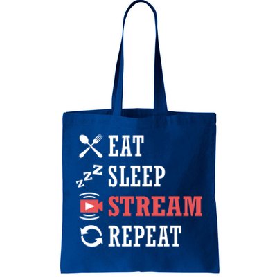 Vlogging Blog Streamer Blogger Eat Sleep Stream Repeat Gift Tote Bag