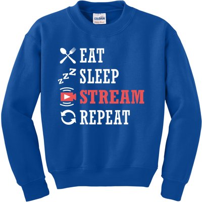 Vlogging Blog Streamer Blogger Eat Sleep Stream Repeat Gift Kids Sweatshirt