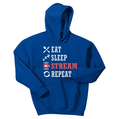 Vlogging Blog Streamer Blogger Eat Sleep Stream Repeat Gift Kids Hoodie