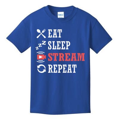 Vlogging Blog Streamer Blogger Eat Sleep Stream Repeat Gift Kids T-Shirt