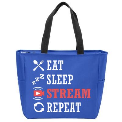 Vlogging Blog Streamer Blogger Eat Sleep Stream Repeat Gift Zip Tote Bag