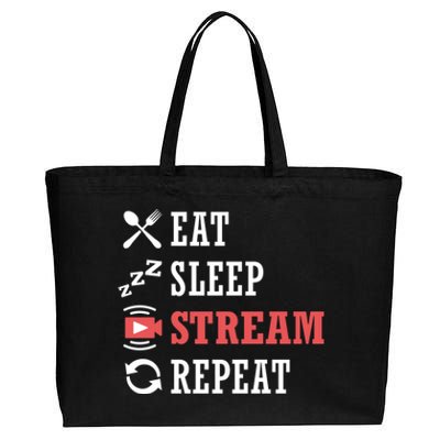 Vlogging Blog Streamer Blogger Eat Sleep Stream Repeat Gift Cotton Canvas Jumbo Tote