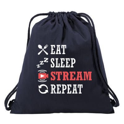 Vlogging Blog Streamer Blogger Eat Sleep Stream Repeat Gift Drawstring Bag