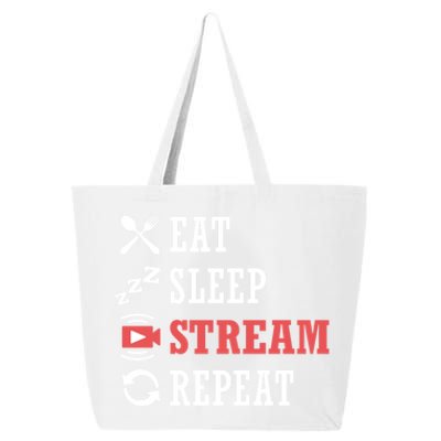 Vlogging Blog Streamer Blogger Eat Sleep Stream Repeat Gift 25L Jumbo Tote