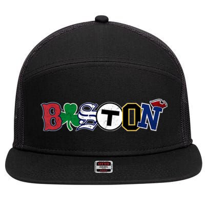 Vintage Boston Sports Fan City Pride T 7 Panel Mesh Trucker Snapback Hat