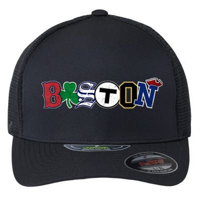 Vintage Boston Sports Fan City Pride T Flexfit Unipanel Trucker Cap