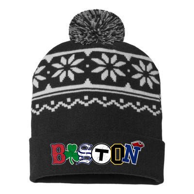 Vintage Boston Sports Fan City Pride T USA-Made Snowflake Beanie