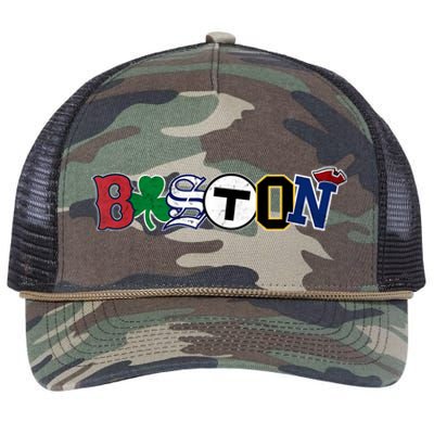 Vintage Boston Sports Fan City Pride T Retro Rope Trucker Hat Cap