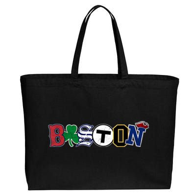 Vintage Boston Sports Fan City Pride T Cotton Canvas Jumbo Tote