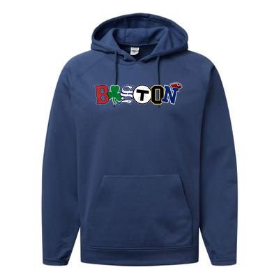 Vintage Boston Sports Fan City Pride T Performance Fleece Hoodie