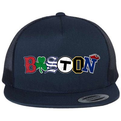 Vintage Boston Sports Fan City Pride T Flat Bill Trucker Hat