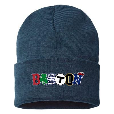 Vintage Boston Sports Fan City Pride T Sustainable Knit Beanie