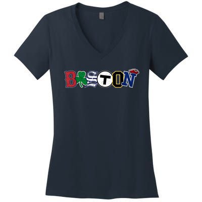 Vintage Boston Sports Fan City Pride T Women's V-Neck T-Shirt