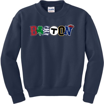 Vintage Boston Sports Fan City Pride T Kids Sweatshirt