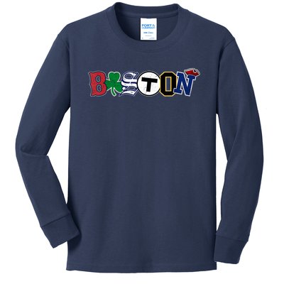 Vintage Boston Sports Fan City Pride T Kids Long Sleeve Shirt