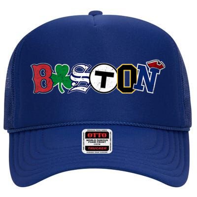 Vintage Boston Sports Fan City Pride T High Crown Mesh Back Trucker Hat