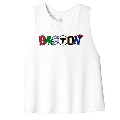 Vintage Boston Sports Fan City Pride T Women's Racerback Cropped Tank