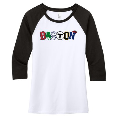 Vintage Boston Sports Fan City Pride T Women's Tri-Blend 3/4-Sleeve Raglan Shirt