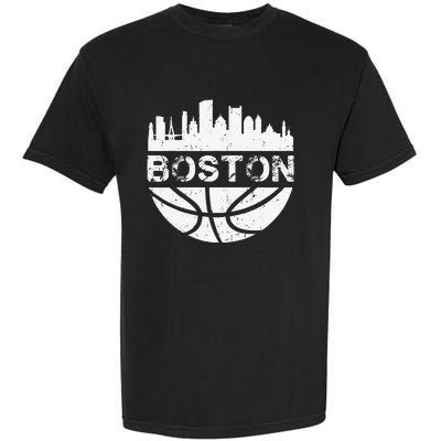 Vintage Boston Skyline Retro Basketball Garment-Dyed Heavyweight T-Shirt