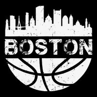 Vintage Boston Skyline Retro Basketball Button