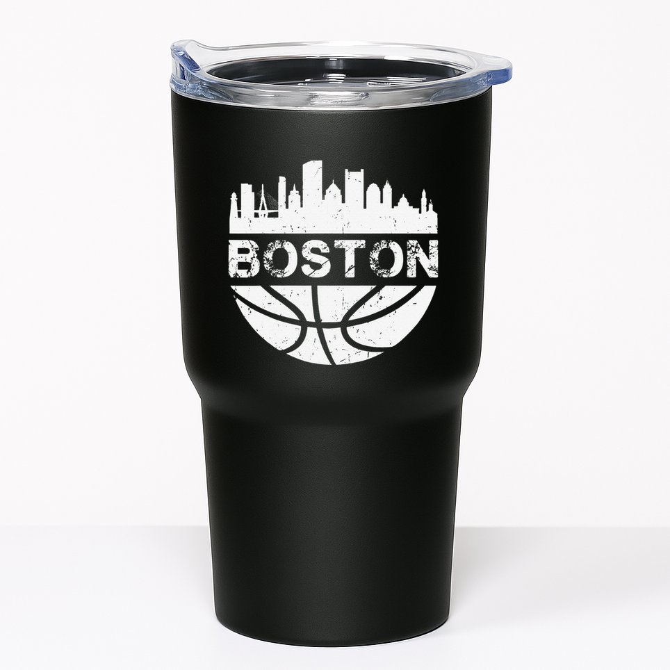 Vintage Boston Skyline Retro Basketball Tumbler