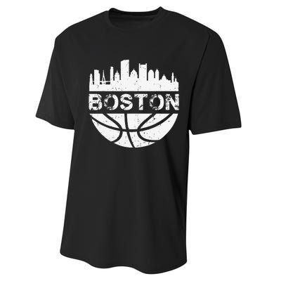 Vintage Boston Skyline Retro Basketball Performance Sprint T-Shirt