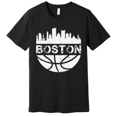 Vintage Boston Skyline Retro Basketball Premium T-Shirt