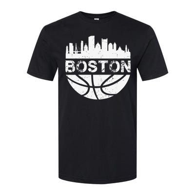 Vintage Boston Skyline Retro Basketball Softstyle CVC T-Shirt