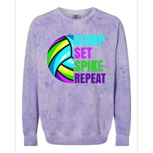 Volleyball Bump Set Spike Repeat Blue Purple Colorblast Crewneck Sweatshirt