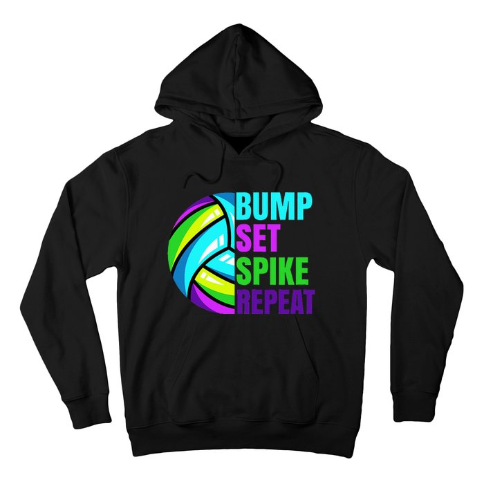 Volleyball Bump Set Spike Repeat Blue Purple Hoodie