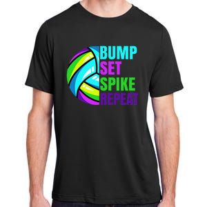 Volleyball Bump Set Spike Repeat Blue Purple Adult ChromaSoft Performance T-Shirt