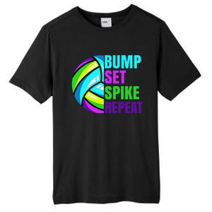 Volleyball Bump Set Spike Repeat Blue Purple Tall Fusion ChromaSoft Performance T-Shirt