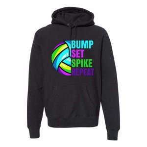 Volleyball Bump Set Spike Repeat Blue Purple Premium Hoodie