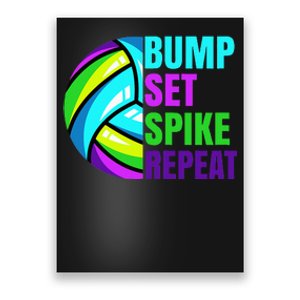 Volleyball Bump Set Spike Repeat Blue Purple Poster