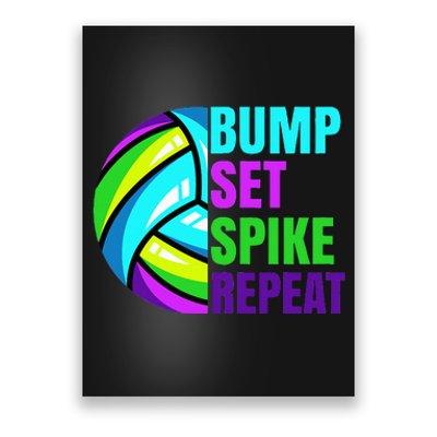 Volleyball Bump Set Spike Repeat Blue Purple Poster