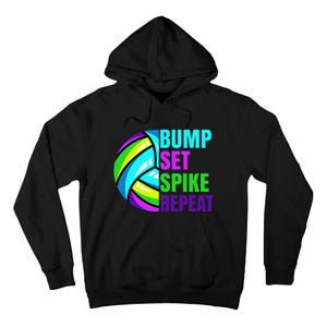 Volleyball Bump Set Spike Repeat Blue Purple Tall Hoodie