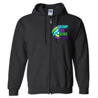 Volleyball Bump Set Spike Repeat Blue Purple Full Zip Hoodie